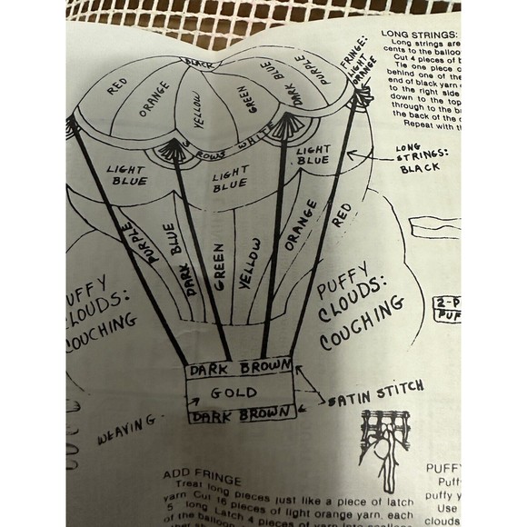 VTG McNeill LARGE Latch Hook Rug Kit 1983 No. 7611 Balloon II Wall Decor Hanging - Picture 11 of 16